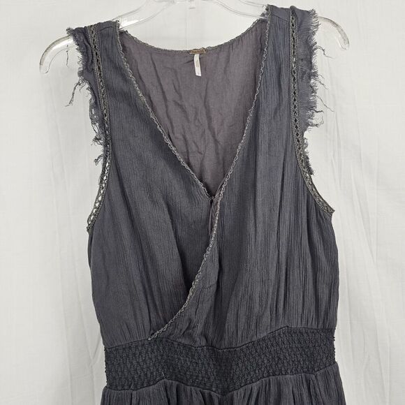 Free People Womens Soft Surplice Romper Size Small Dark Gray Elastic Waist - Picture 4 of 8